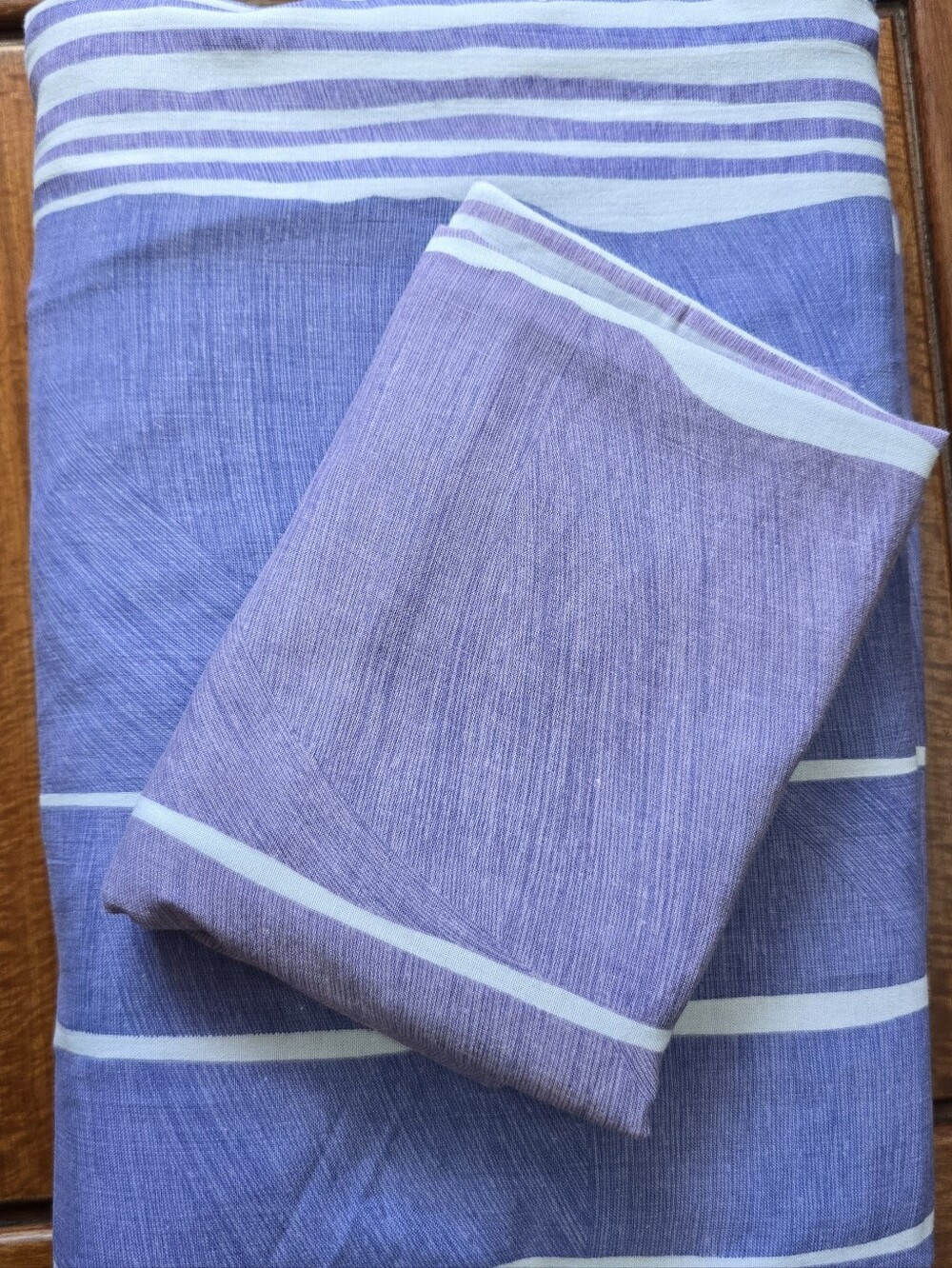 Striped and Square Pattern Bedding Set in Lavender and Cream